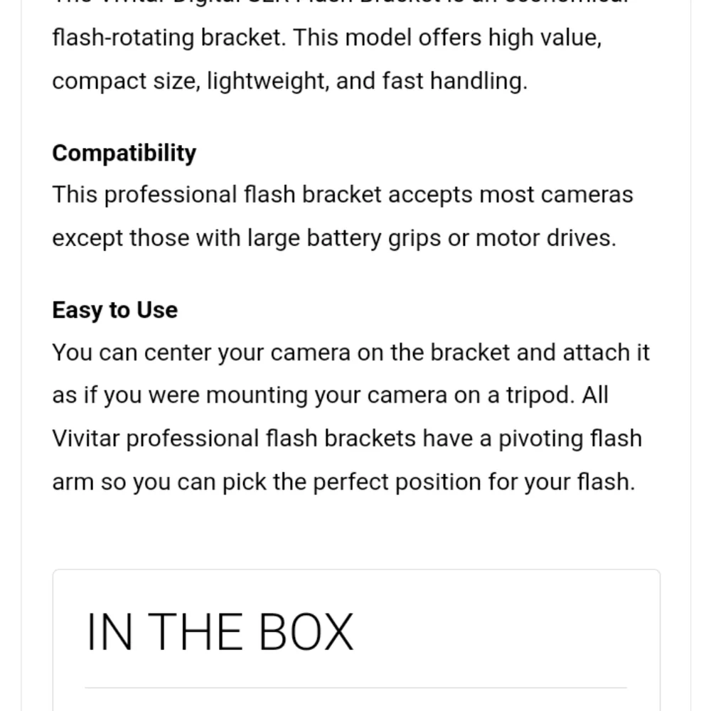Vivitar SLR Flash Mounting Bracket